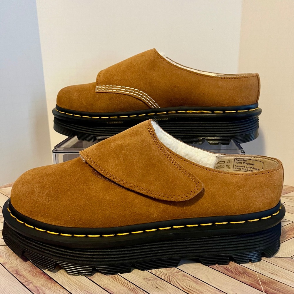 Dr Martens Zebzag Anywair Warm Lined Bronx Suede Desert Brown Men‎ 7 Wmn 8 Mules